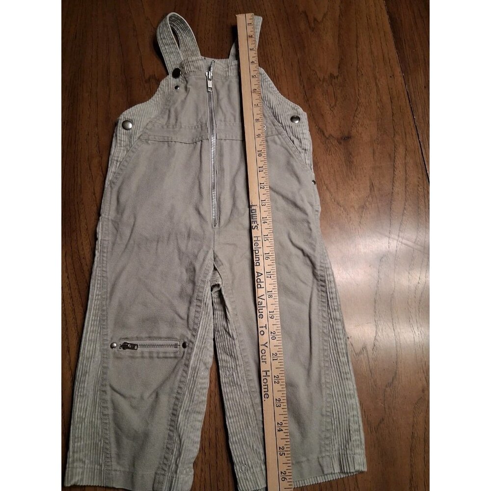 Vintage Izod Lacoste Coveralls Baby Toddler Sz 24M Denim/Corduroy Gray Zip - Picture 9 of 10